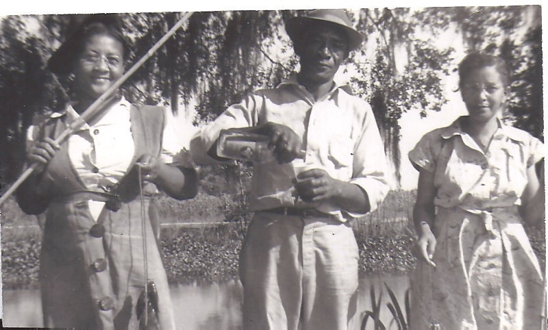 Caught Fish and a Drink, Vintage African American photograph,photo snapshot