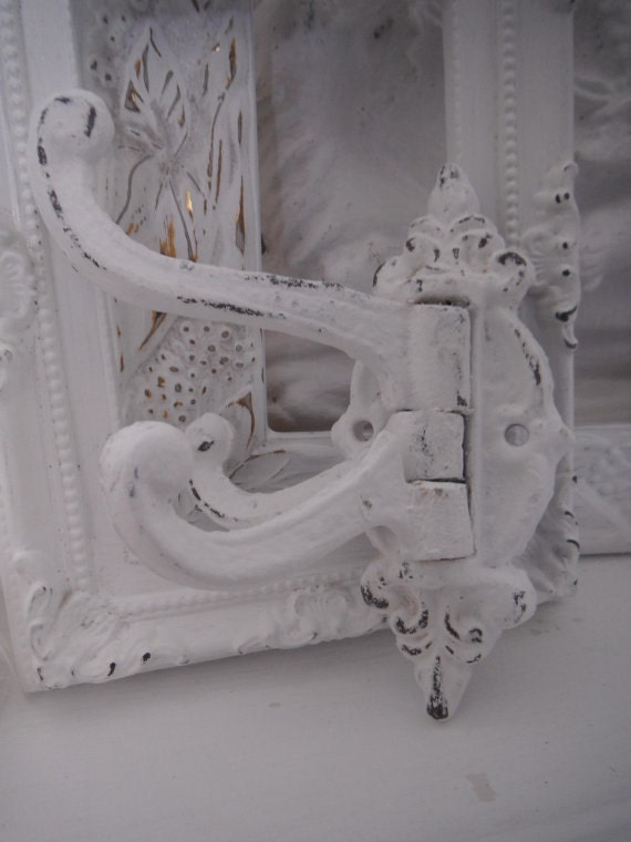 distressed wall hook shabby chic white victorian swivel arm wall hook arm jewelry hook towel holder towel hook cottage chic beach house
