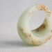 pale mint dome ring with suspended gold flakes eco resin