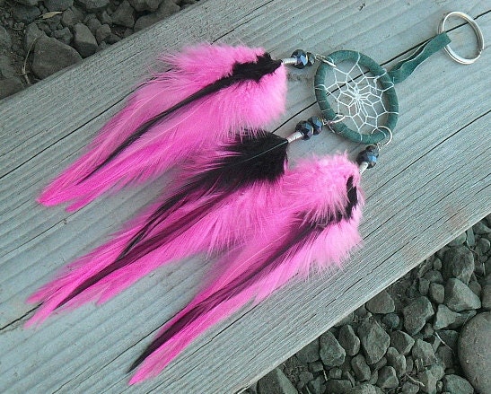 Dream Catcher Feather Keychain, Dream Catcher, Pink Black Feather Dreamcatcher, Small Feather Dream Catcher, Keyring, Bag Clip, Purse Clip,