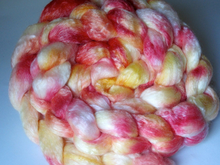 Hand Painted Roving Merino and Tencel
