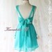 A Party V Shape Style - Cocktail Prom Party Dinner Wedding Night Dress Mint Blue Full Lined Deep Back Bow Tie Sexy Charming Looks