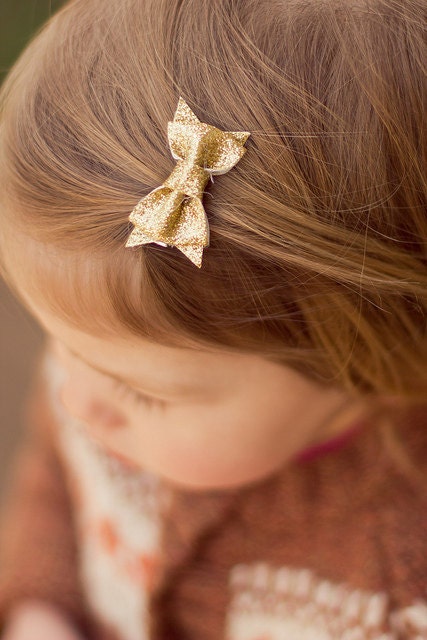 Glitter Glam Tiny Bows Set of 6: Choose from Nine Colors