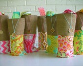 Bridesmaid Gift Bags Wine - Colorful Beach Wedding Favors - Burlap Wine Totes