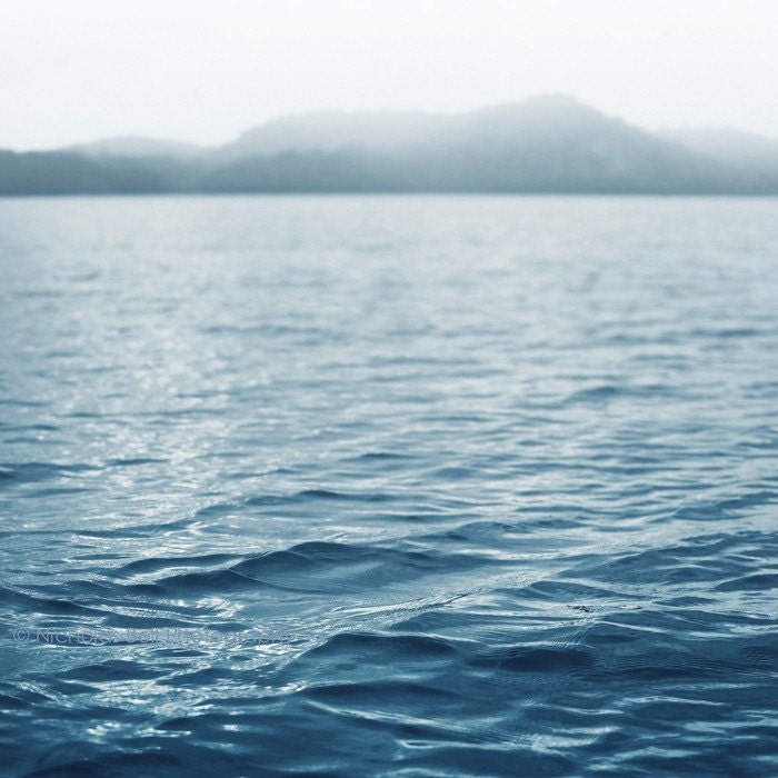nautical photography / water, tranquil, blue, lake, serene, monochromatic  20" x 20" print on metallic paper