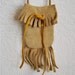 vintage medicine bag, tan suede fringed drawstring neck pouch