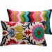 Colorful Floral Chevon Throw Pillow Cover Lumbar 12x20 Decorative Pillow - Featured in Etsy Finds, Cinco de Mayo Collection