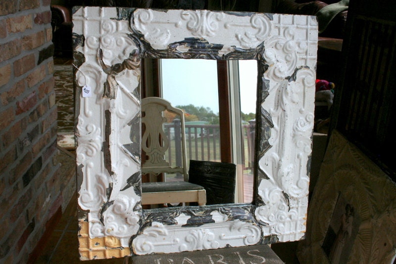 White Tin Mirror