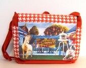 Orange Cross Body Shoulder Purse Goat Farm Terrace Collage