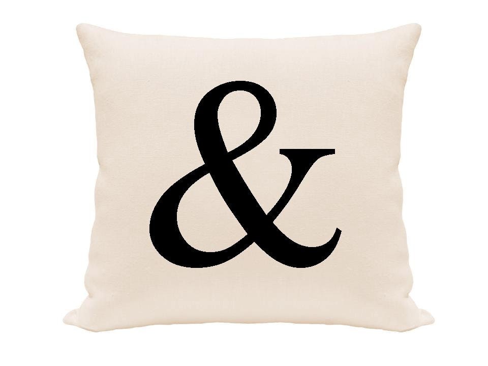 PRICE REDUCED: Ampersand sign printed pillow cover, white and black pillow size 16",