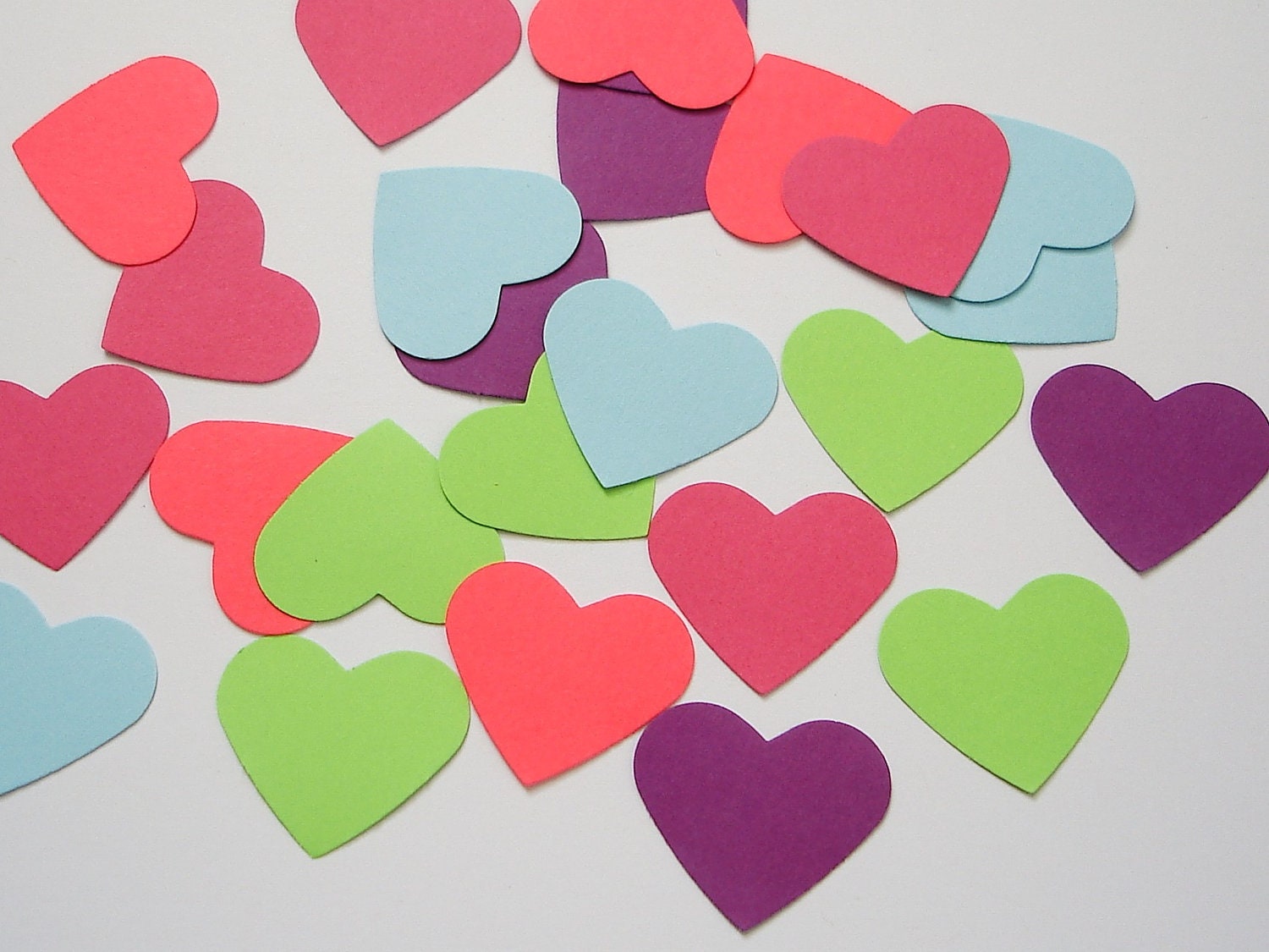 100 Cotton Candy Heart punch die cut confetti embellishments - No394