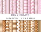 50% Off Sale Bronze and Cotton Candy Digital Paper Pack, Scrapbook Papers, 24 jpg files 12 x 12 - Instant Download - DP159