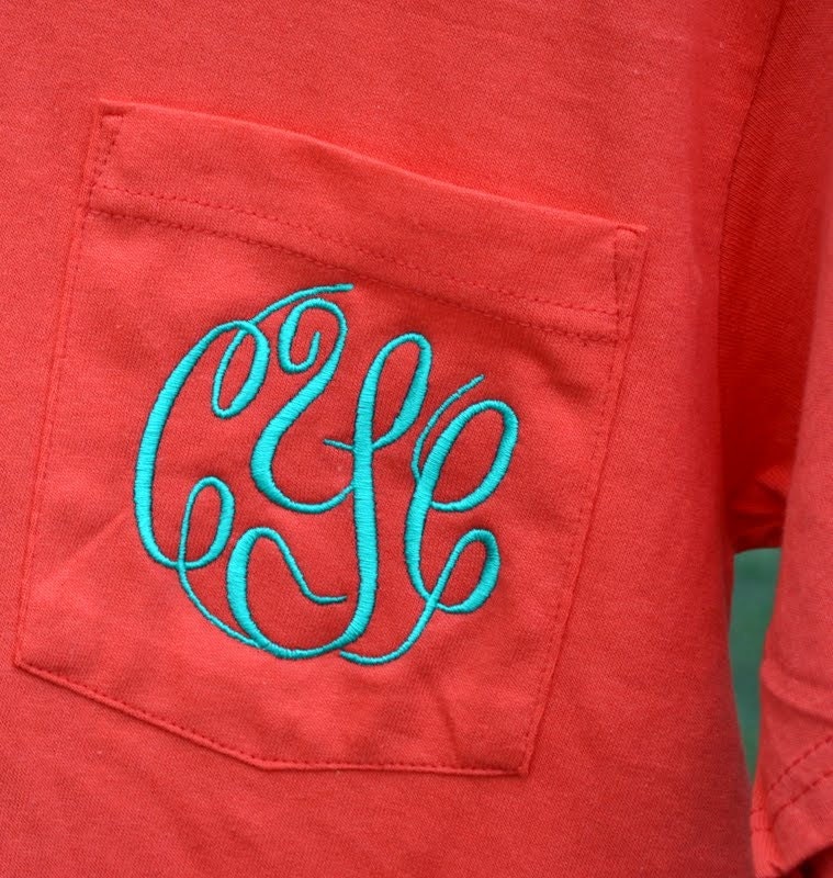 MONOGRAMMED Pocket Tee - Short Sleeve - Sorority Gift - Greek Lettering - Bridesmaid Gift