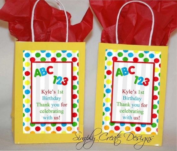 1st Birthday ABC 123 Favor Tag DIGITAL FILE 4x6 Jpeg Digital File Personalized Il_570xn