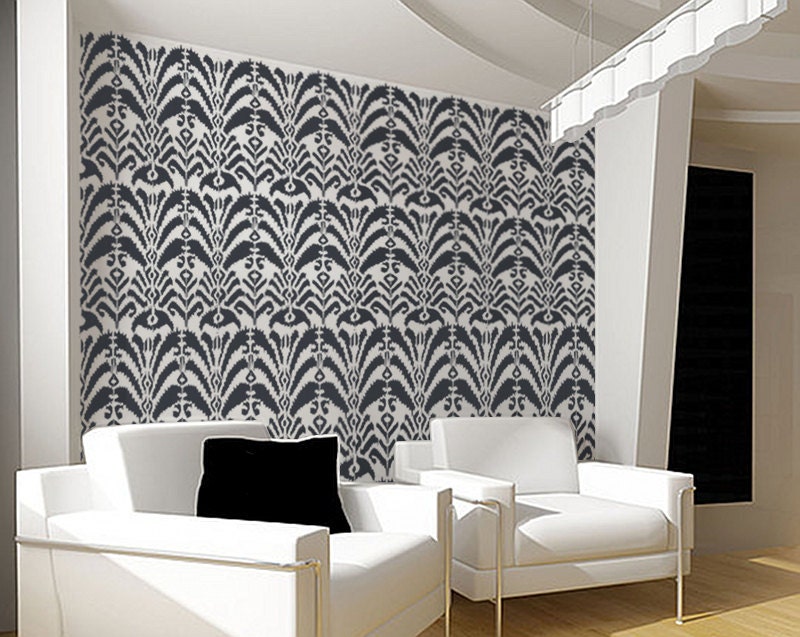 Stencil for Walls - Ikat Pattern no. 6 - Allover Wall Stencil - Reusable DIY Home Decor