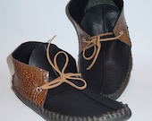 Black and Brown embossed leather moccasins for men