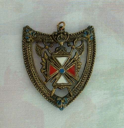 Shield Crest Heraldic Pendant BroochTriangular Cross Enamel Fleur de Lis Vintage Jewelry