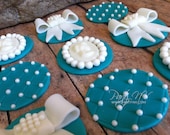 EDIBLE (Fondant Cupcake or Cookie Toppers) - Tiffany Inspired