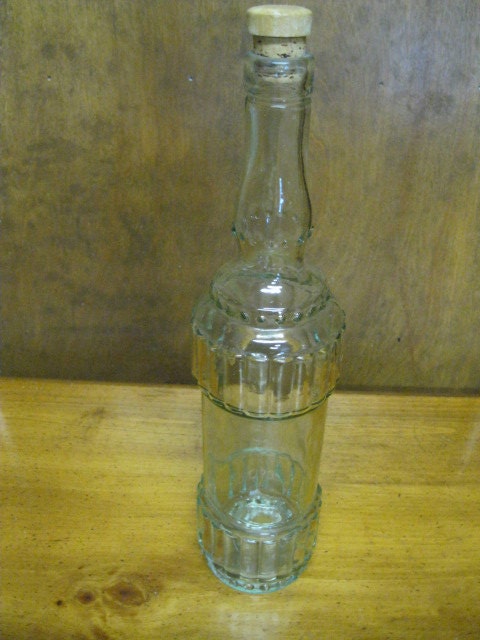 Decorative Tall Light Green Glass Bottle with Cork Stopper