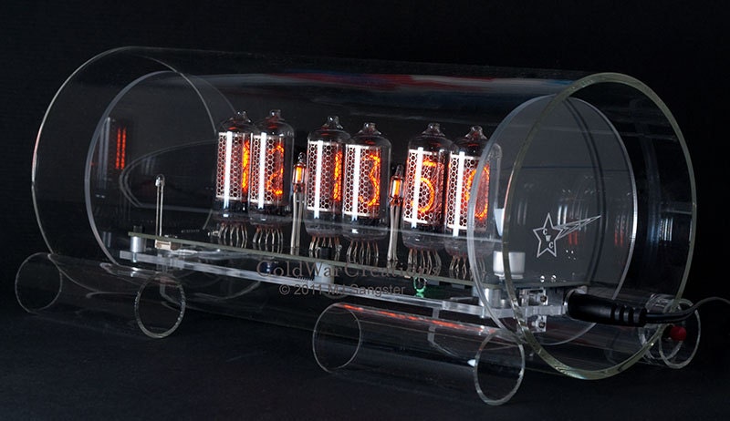 Glass Nixie Tube Clock - Large size IN-8-2 version with tube sockets