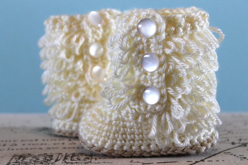 Furry Boots Crochet Baby Booties - CUSTOM OPTIONS AVAILABLE