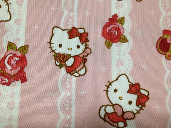 Hello kitty cotton fabric One yard pink color by HanamiBoutique