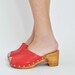 38, US 7.5 1970s platforms, PeepToe, Red clogs.Vintage,