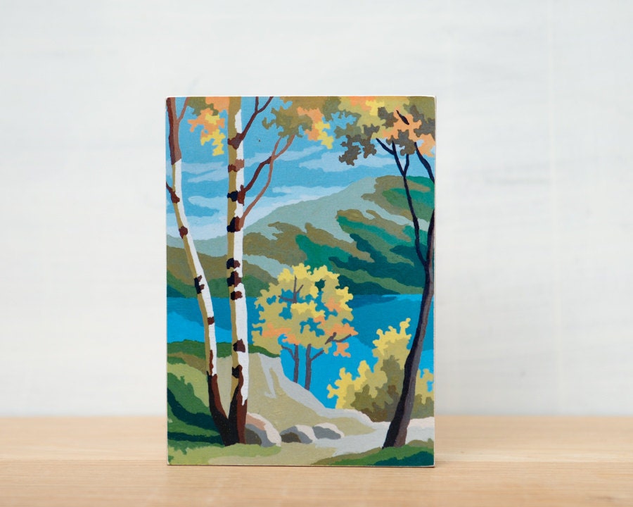 SALE - Paint by Number Small Art Block - 'Birch Lakeview'