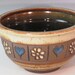 Medium Bowl With Flowers And Blue Hearts And Texturing On The Bottom