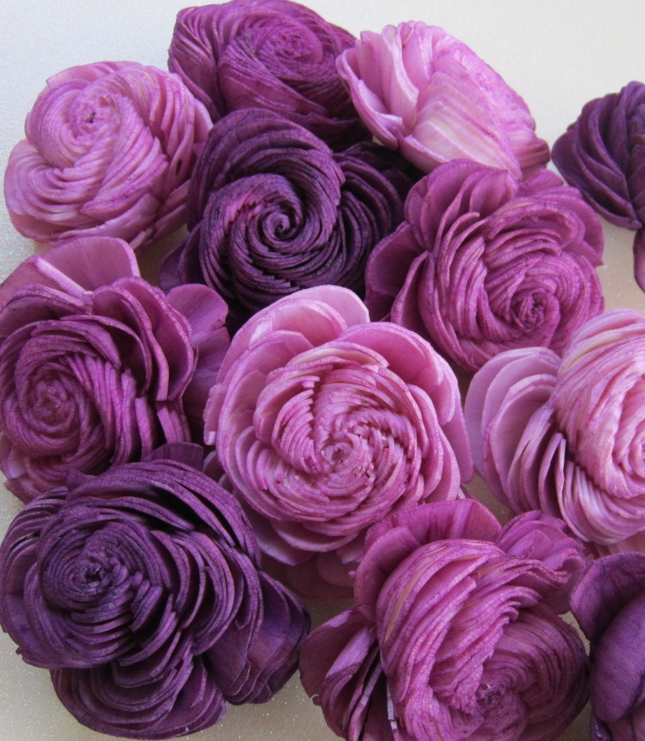 Sola Shell flowers  -- SET of 30 -- Plum - Purple - Lavender - 10 of each