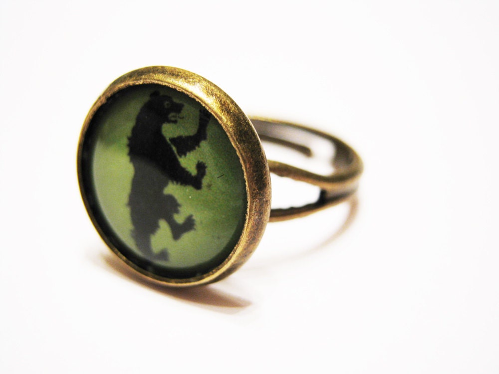 House Jorah Mormont Bear Sigil Crest Game of Thrones Bronze Metal Adjustable Ring