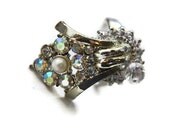 Recycled Clear Rainbow Rhinestone Treasure Ring Size 6.5