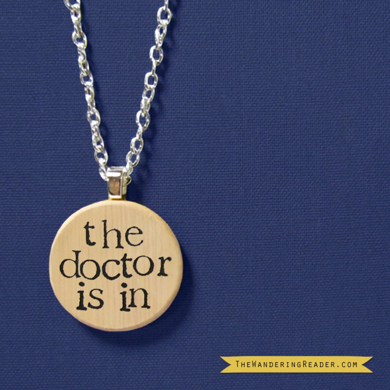 Doctor Who "The Doctor Is In" Hand Stamped Pendant Necklace - Dr Who Jewelry
