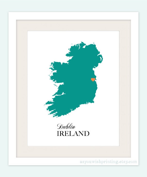 Ireland St. Patrick's Day Country Love Map Silhouette 8x10 Print - Customized