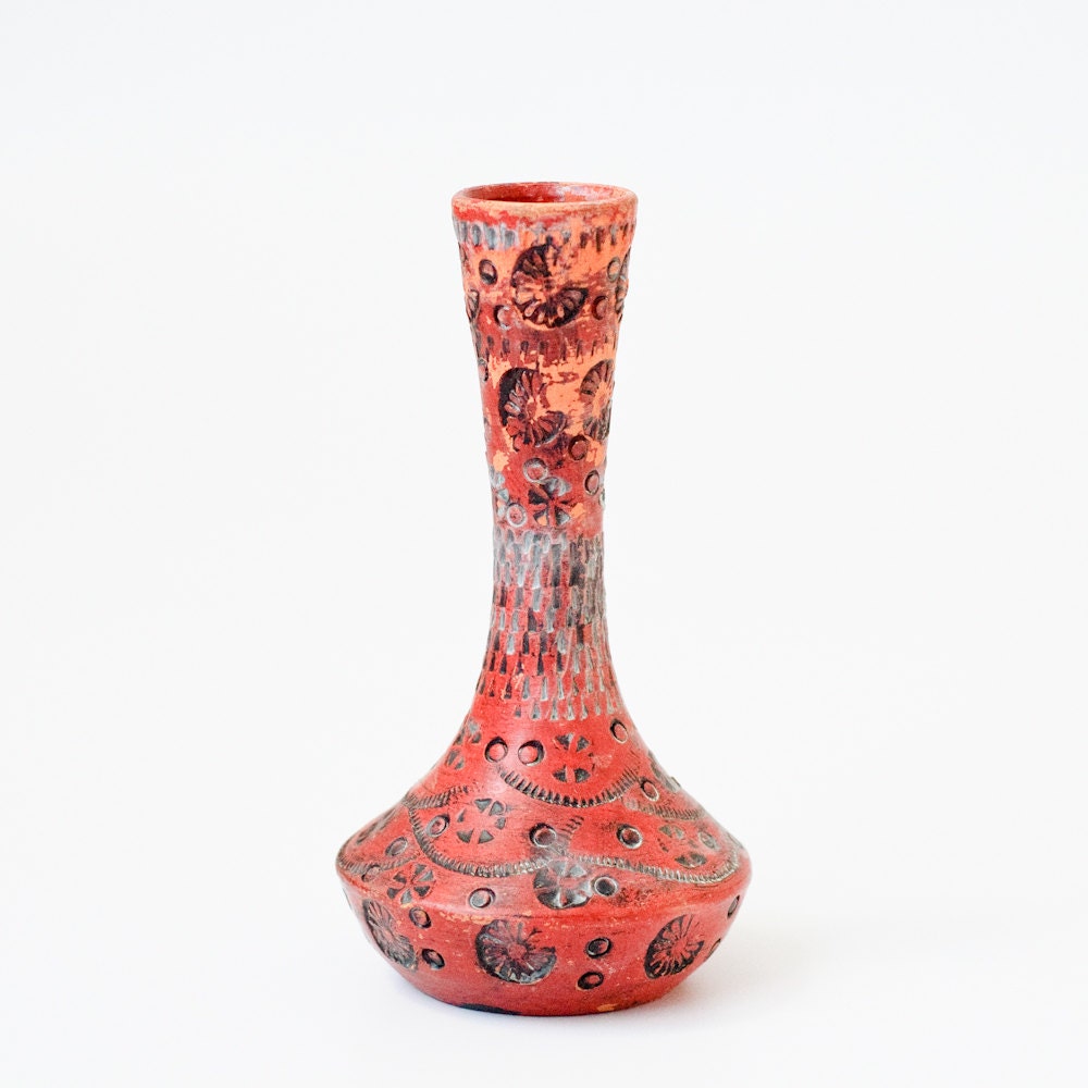 Vintage Vase - Ceramic Russian Vase - Red Vase - Housewares Home Decor - Collectible