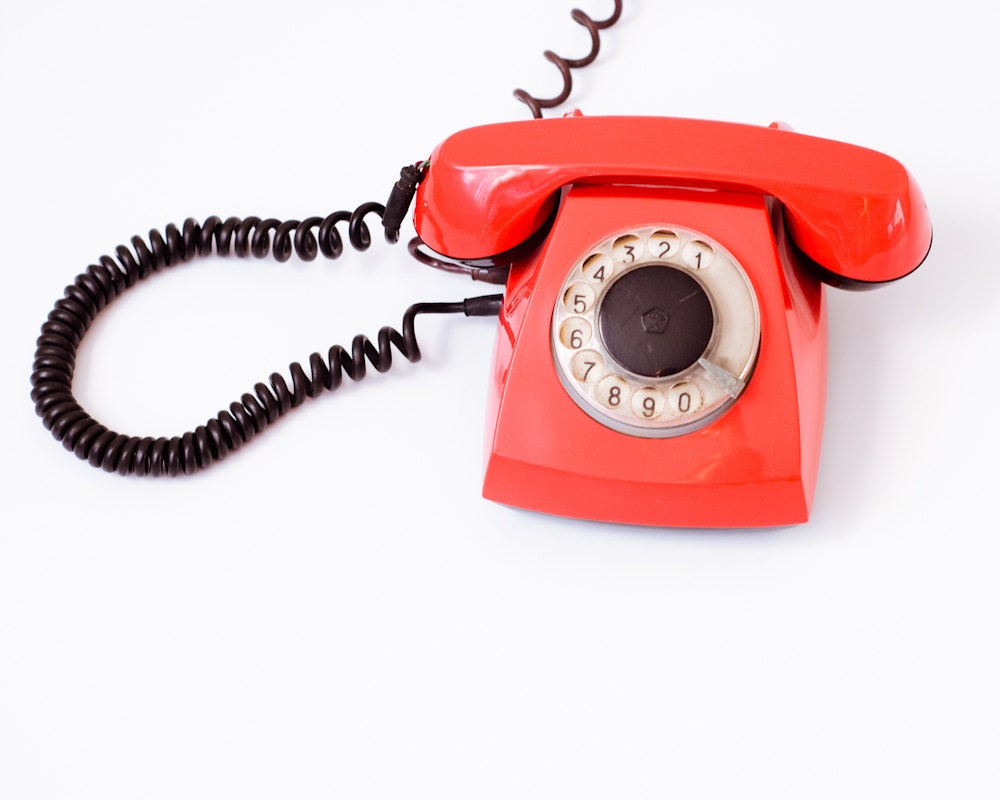 Vintage Red Rotary Telephone - Soviet Union - Made in Poland in 1982 - Collectible - Home Decor