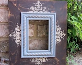 4x6 Distressed Picture Frame, Asphaltum / Linen / French Blue
