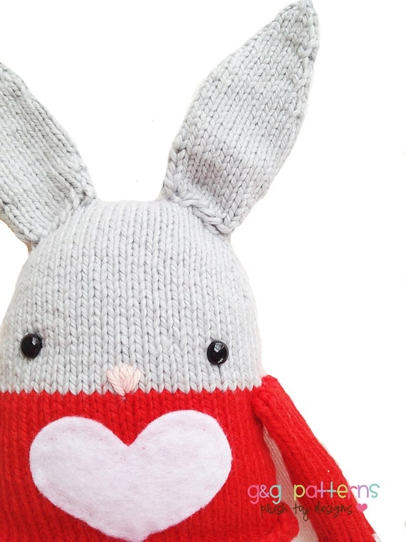 Bunny Knitting Pattern - Toy Easter Bunny Softie Pattern - PDF
