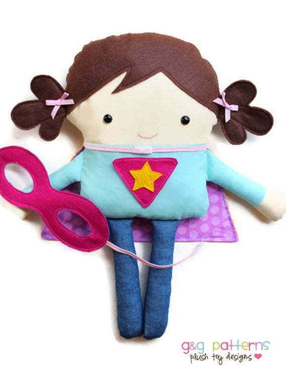 Superhero Sewing Pattern - Supergirl and Superboy Toy Doll Softie Pattern - PDF Sewing Pattern
