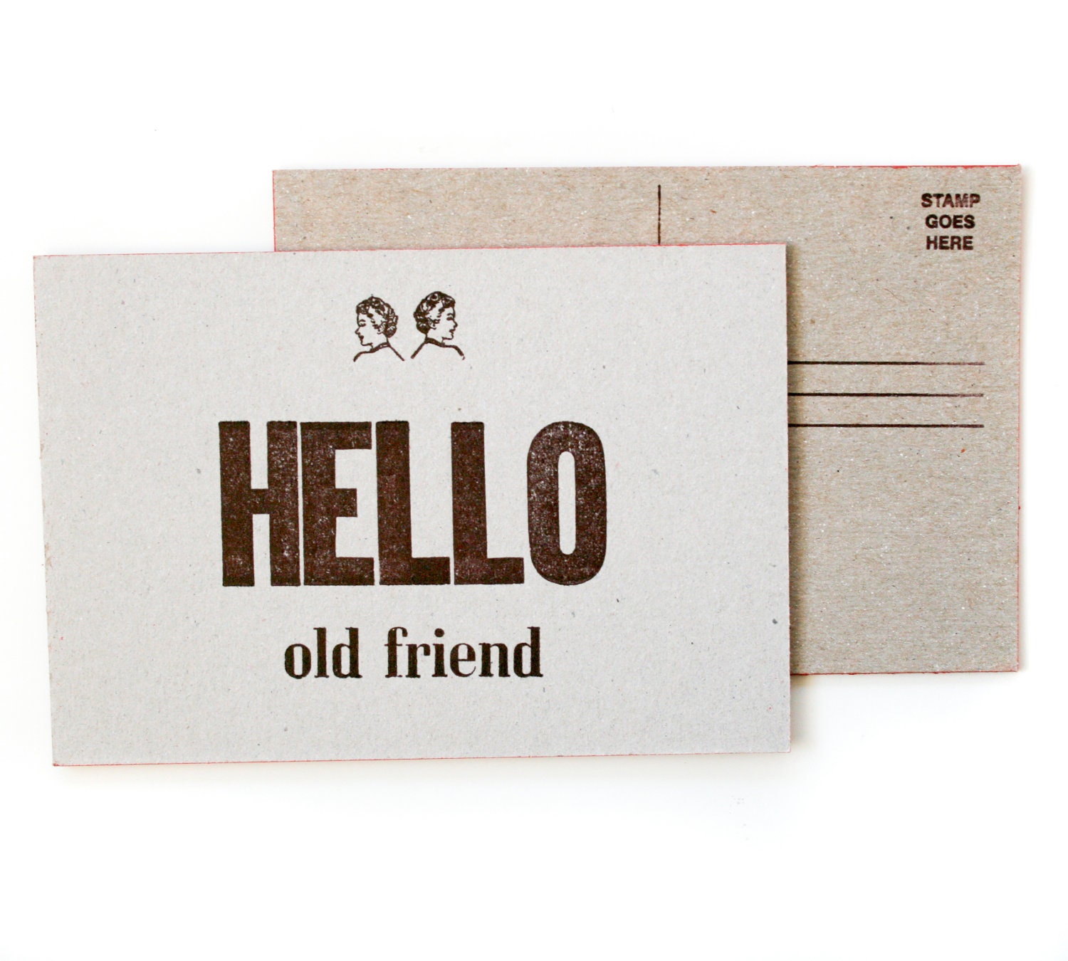 Hello Old Friend Letterpress Postcard