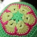 African Flower Cap, Baby Hat, Crochet Baby Hat, Baby Girl, African Flower Hat, Limelight, Green, Scalloped Trim, READY TO SHIP