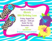 Birthday Luau Party Invitation - Pool Party Invite - Printable Digital File Il_170x135
