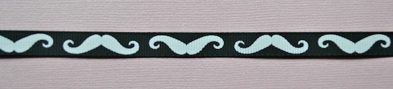 white Mustaches on 3/8" grosgrain ribbon- Movember Il_570xn