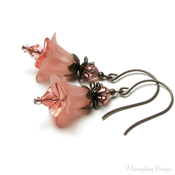 French Pink Floral Crystal Earrings