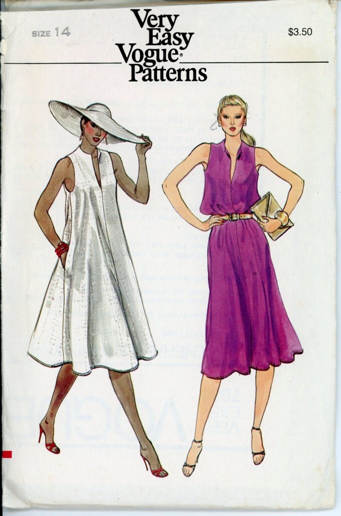 Vogue 7684 Misses 1980s Dress Pattern Flared Wing by CynicalGirl