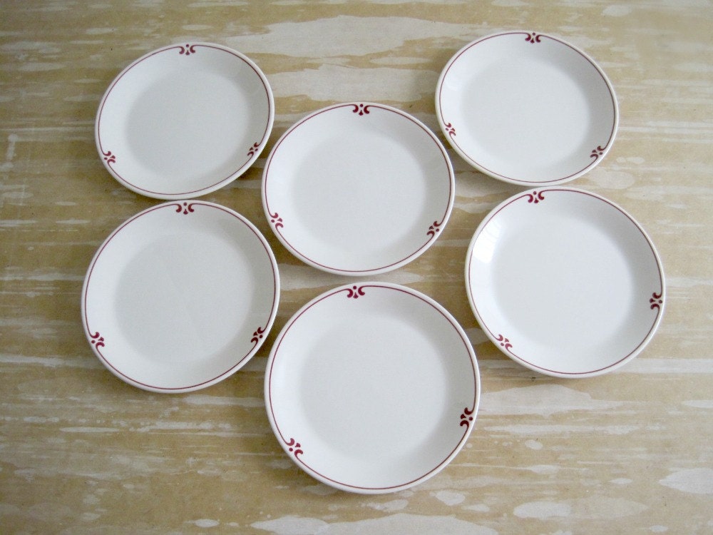 Vintage Restaurant Ware Plates - Red Kitchen Decor
