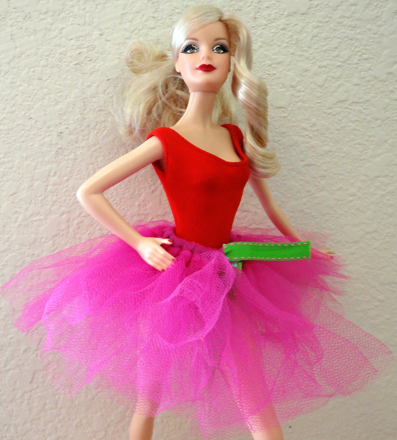 Hot Pink and Lime Green Barbie Doll TuTu Ribbon Tutu