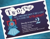 Two Two Train Themed 2nd Birthday Party Invitation Print Your Own