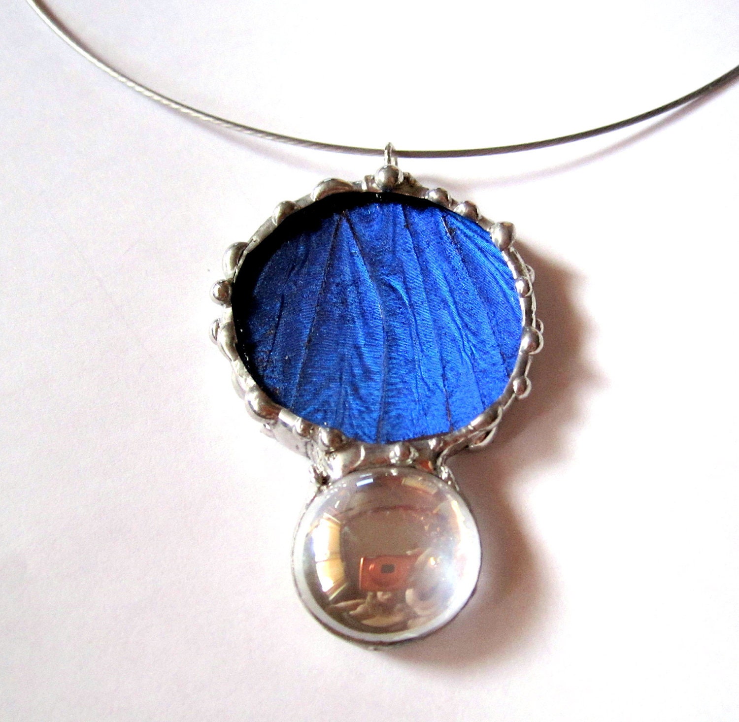 Real Butterfly Pendant, Blue Morpho, Real Butterfly