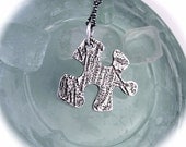 Fine Silver PUZZLE Piece Pendant Charm Necklace on Sari Ribbon